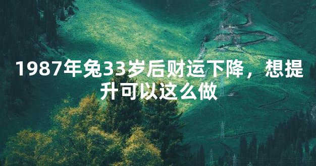 1987年兔33岁后财运下降，想提升可以这么做