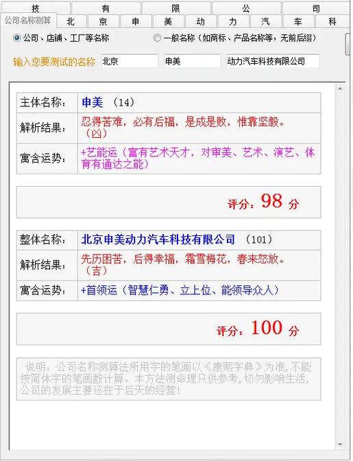 公司名字测算得分 测试公司名字大全